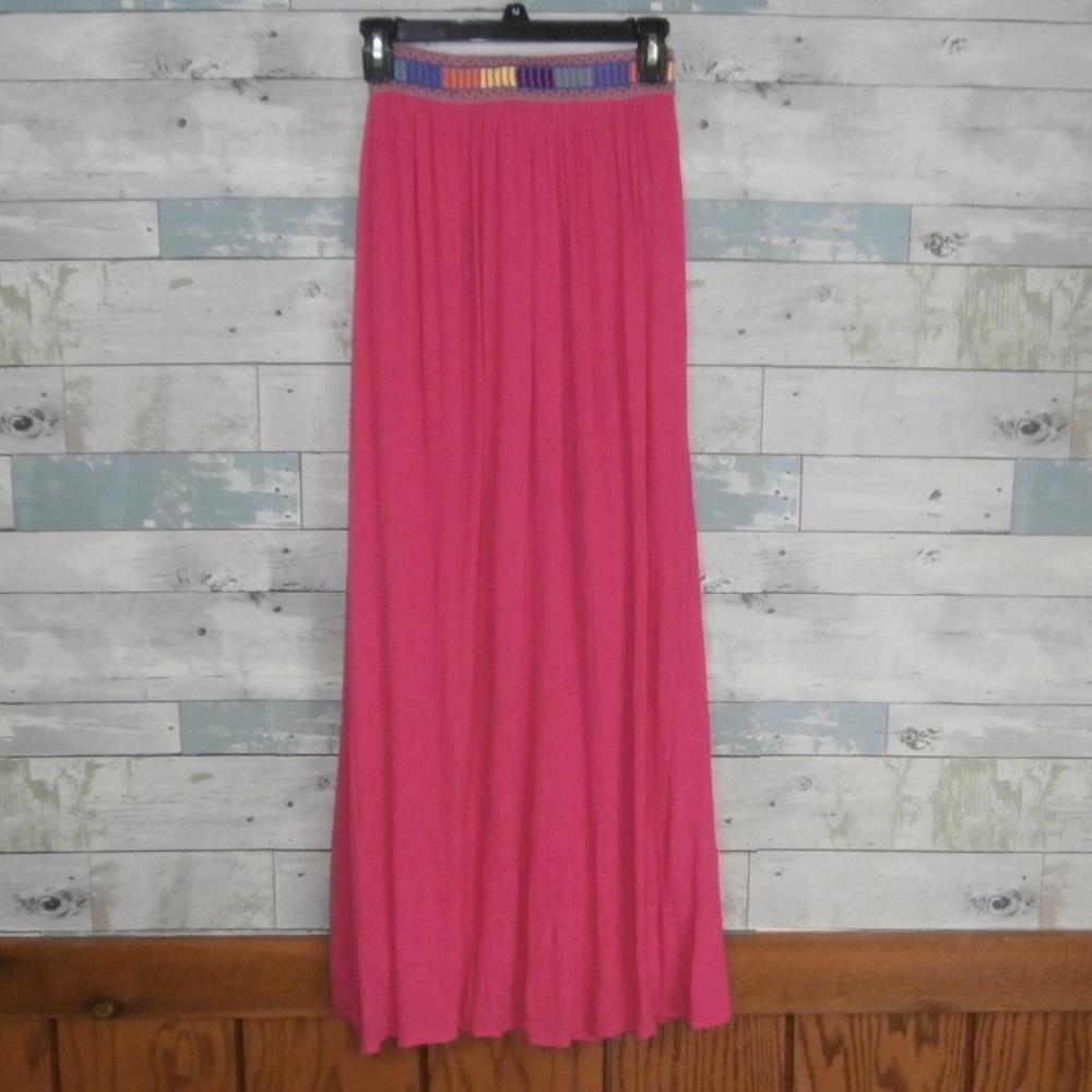 Fun & Flirt Pink Embroidered Maxi Skirt